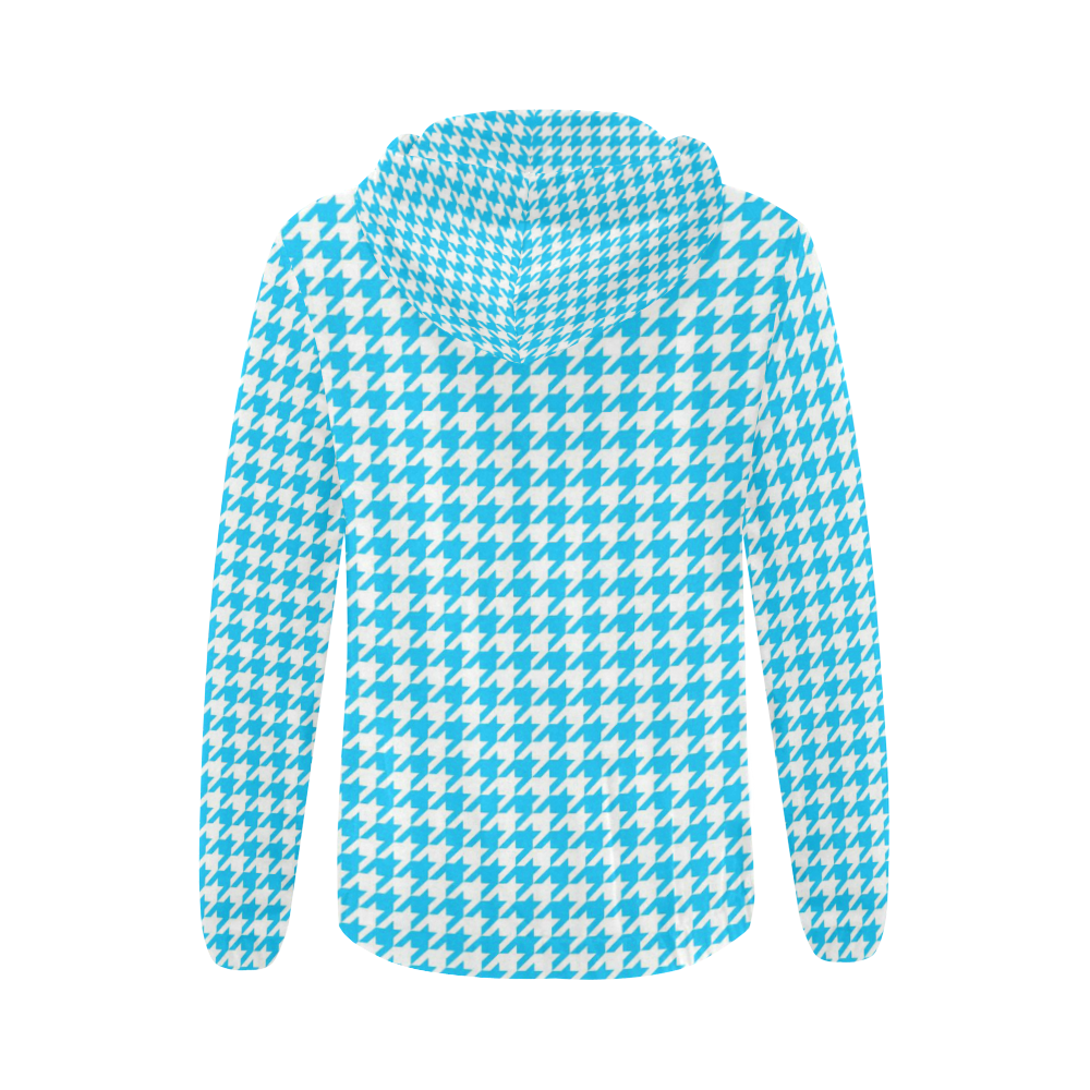 Friendly Houndstooth Pattern,aqua by FeelGood All Over Print Full Zip Hoodie for Women (Model H14)