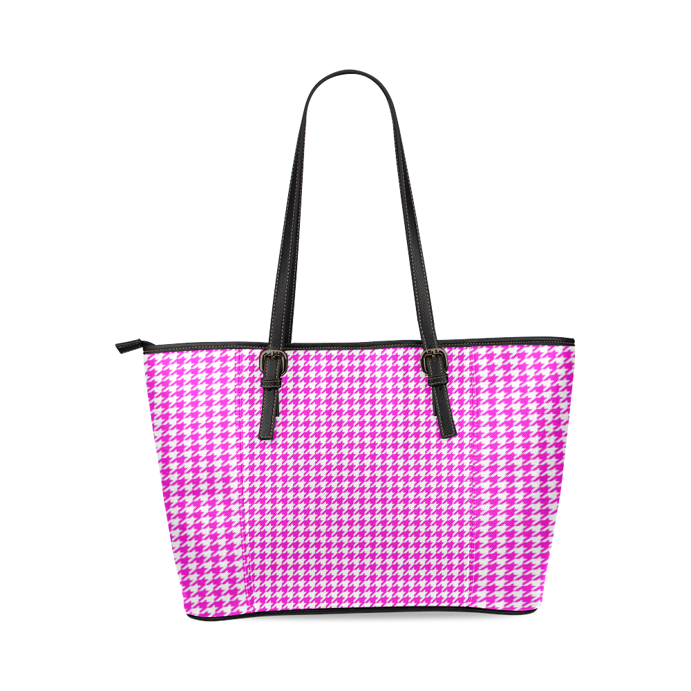 Friendly Houndstooth Pattern,pink by FeelGood Leather Tote Bag/Small (Model 1640)