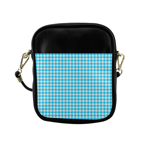 Friendly Houndstooth Pattern,aqua by FeelGood Sling Bag (Model 1627)