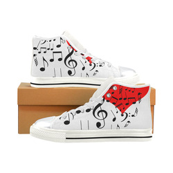 Singing Heart Red Song Black Music Love Romantic High Top Canvas Women's Shoes/Large Size (Model 017)