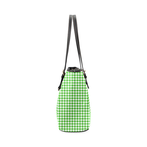 Friendly Houndstooth Pattern,green by FeelGood Leather Tote Bag/Small (Model 1640)
