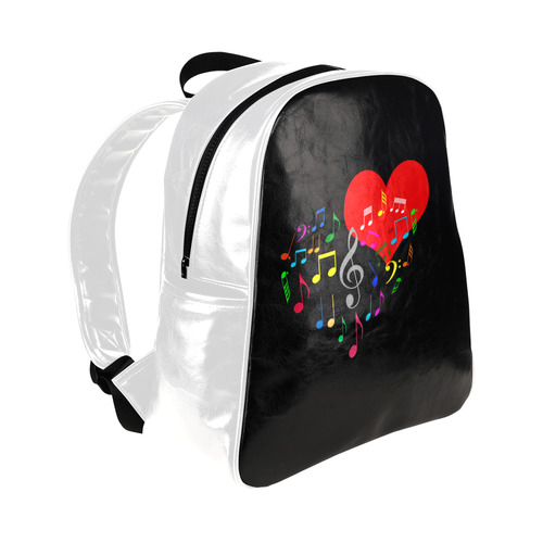 Singing Heart Red Song Color Music Love Romantic Multi-Pockets Backpack (Model 1636)