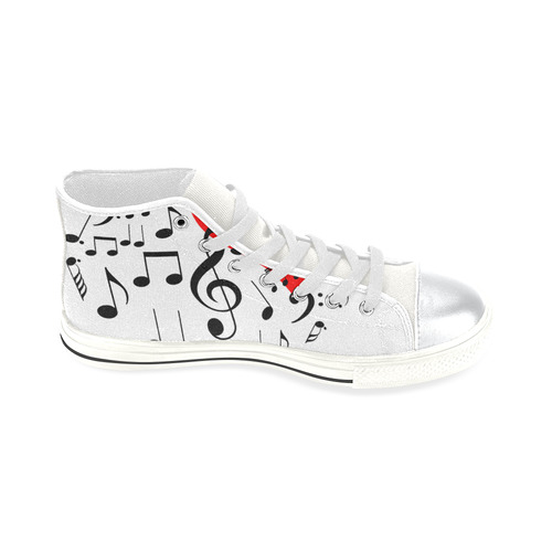 Singing Heart Red Song Black Music Love Romantic High Top Canvas Women's Shoes/Large Size (Model 017)