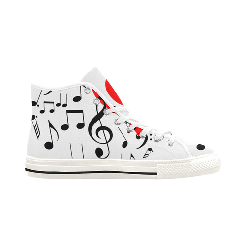 Singing Heart Red Song Black Music Love Romantic Vancouver H Men's Canvas Shoes (1013-1)