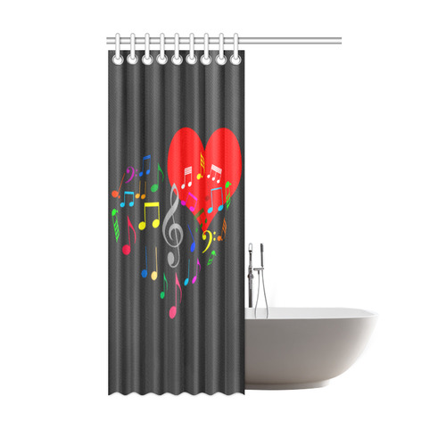 Singing Heart Red Song Color Music Love Romantic Shower Curtain 48"x72"