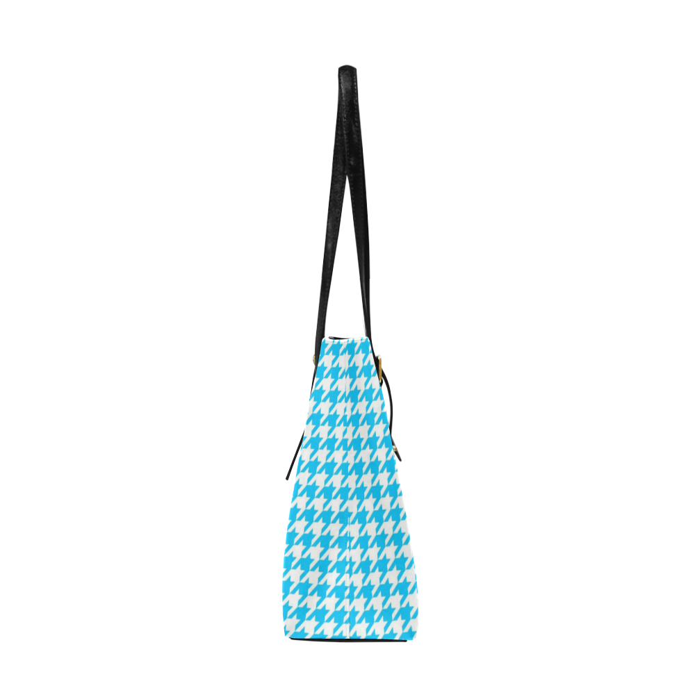 Friendly Houndstooth Pattern,aqua by FeelGood Euramerican Tote Bag/Large (Model 1656)