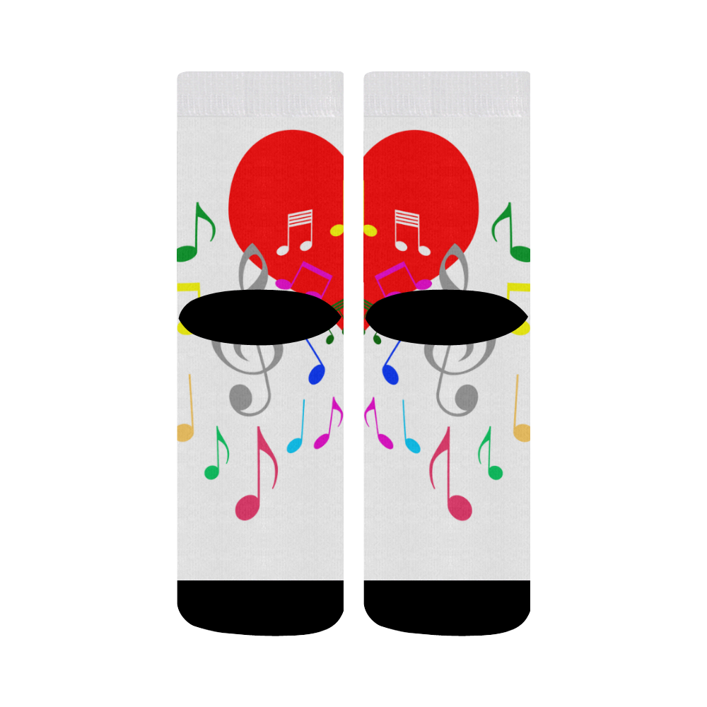 Singing Heart Red Song Color Music Love Romantic Crew Socks