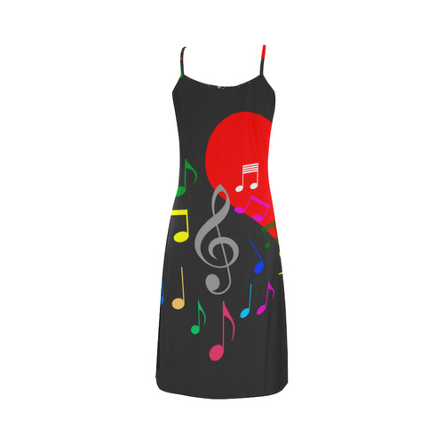 Singing Heart Red Song Color Music Love Romantic Alcestis Slip Dress (Model D05)