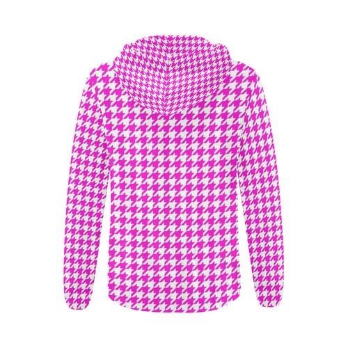 Friendly Houndstooth Pattern,pink by FeelGood All Over Print Full Zip Hoodie for Women (Model H14)