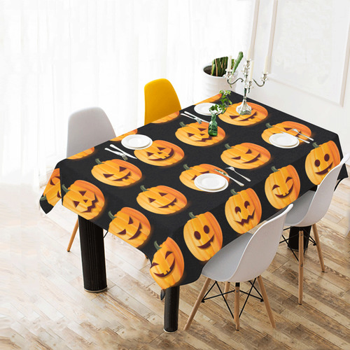 Funny Halloween Pumpkins Pattern Cotton Linen Tablecloth 60"x 84"