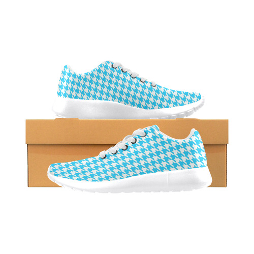 Friendly Houndstooth Pattern,aqua by FeelGood Women's Running Shoes/Large Size (Model 020)