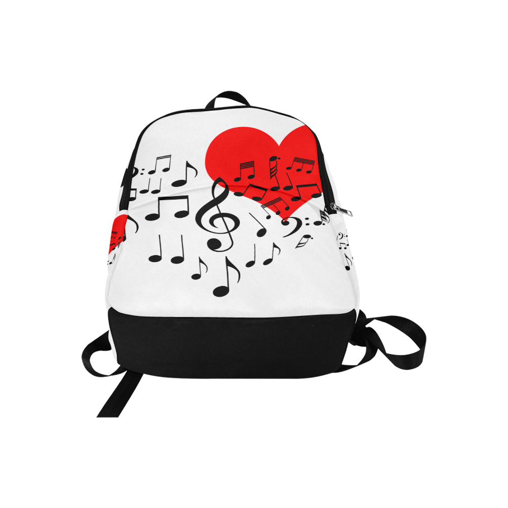 Singing Heart Red Song Black Music Love Romantic Fabric Backpack for Adult (Model 1659)