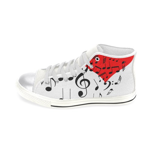 Singing Heart Red Song Black Music Love Romantic Women's Classic High Top Canvas Shoes (Model 017)