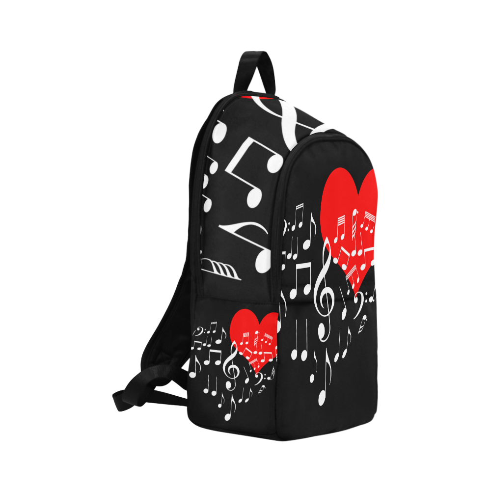 Singing Heart Red Note Music Love Romantic White Fabric Backpack for Adult (Model 1659)
