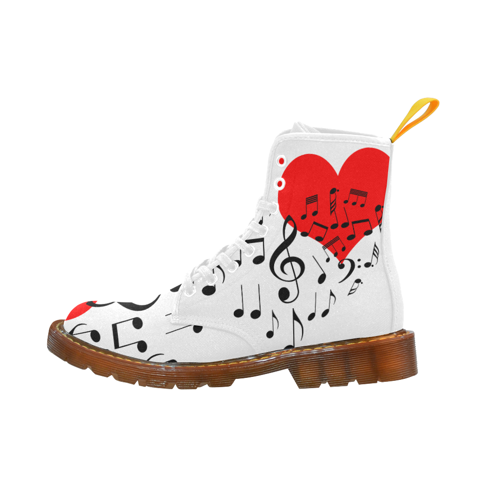 Singing Heart Red Song Black Music Love Romantic Martin Boots For Women Model 1203H