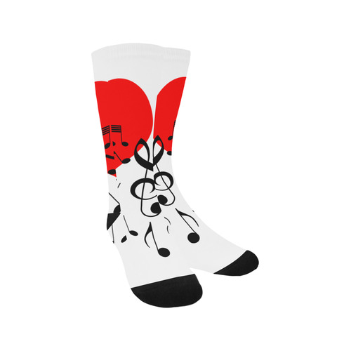 Singing Heart Red Song Black Music Love Romantic Trouser Socks