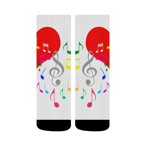 Singing Heart Red Song Color Music Love Romantic Crew Socks