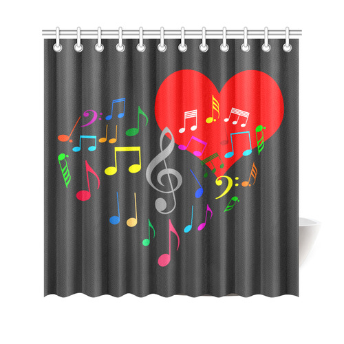 Singing Heart Red Song Color Music Love Romantic Shower Curtain 69"x70"