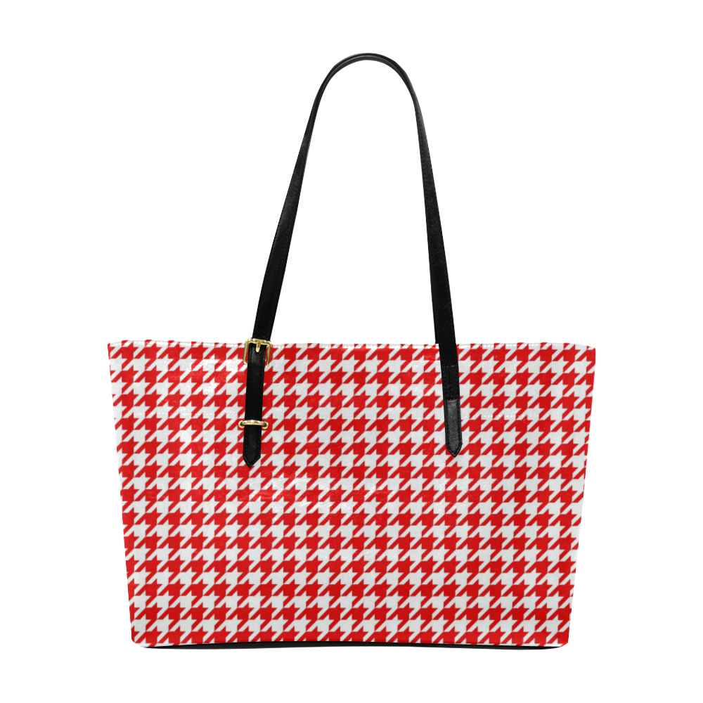 Friendly Houndstooth Pattern,red by FeelGood Euramerican Tote Bag/Large (Model 1656)