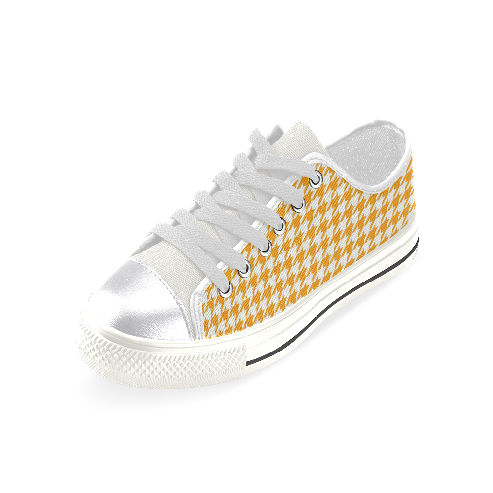 Friendly Houndstooth Pattern, orange by FeelGood Canvas Women's Shoes/Large Size (Model 018)
