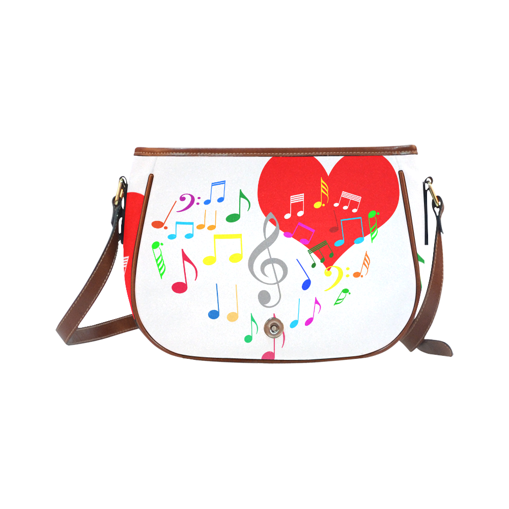 Singing Heart Red Song Color Music Love Romantic Saddle Bag/Large (Model 1649)