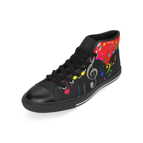Singing Heart Red Song Color Music Love Romantic High Top Canvas Women's Shoes/Large Size (Model 017)