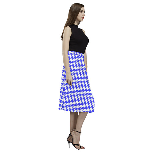 Friendly Houndstooth Pattern,blue by FeelGood Aoede Crepe Skirt (Model D16)