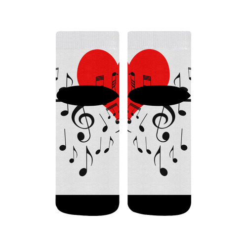 Singing Heart Red Song Black Music Love Romantic Quarter Socks