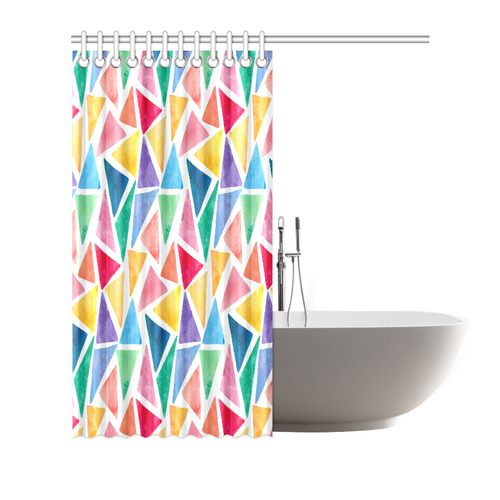 Colorful Watercolor Triangles Geometric Pattern Shower Curtain 72"x72"