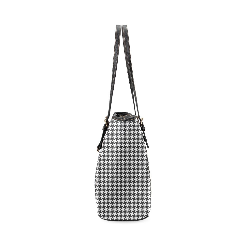 Friendly Houndstooth Pattern,black  by FeelGood Leather Tote Bag/Small (Model 1640)
