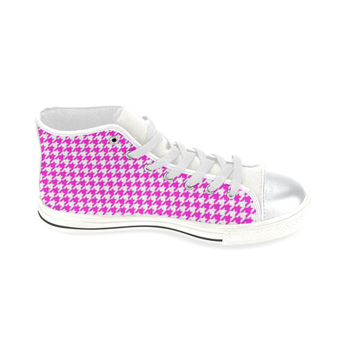 Friendly Houndstooth Pattern,pink by FeelGood High Top Canvas Women's Shoes/Large Size (Model 017)