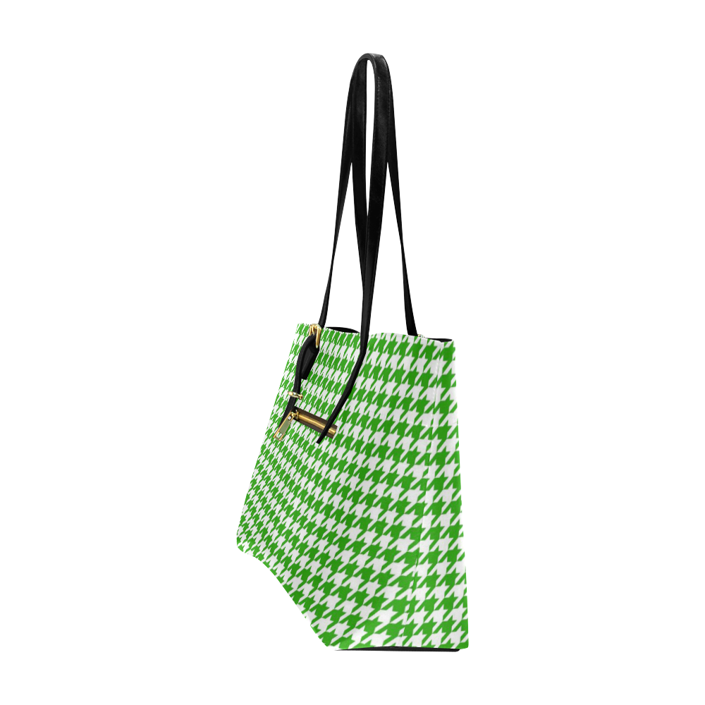 Friendly Houndstooth Pattern,green by FeelGood Euramerican Tote Bag/Large (Model 1656)