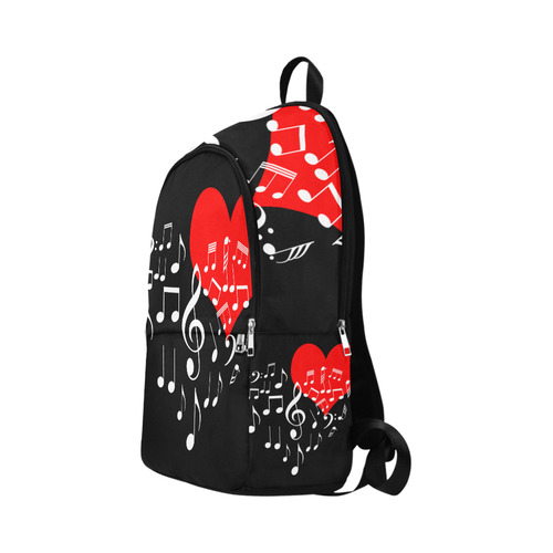 Singing Heart Red Note Music Love Romantic White Fabric Backpack for Adult (Model 1659)