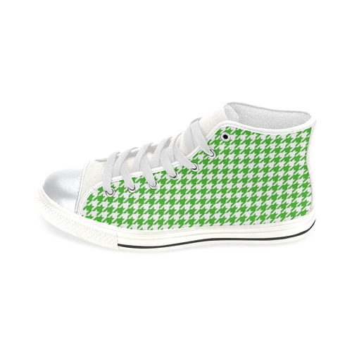 Friendly Houndstooth Pattern,green by FeelGood High Top Canvas Women's Shoes/Large Size (Model 017)