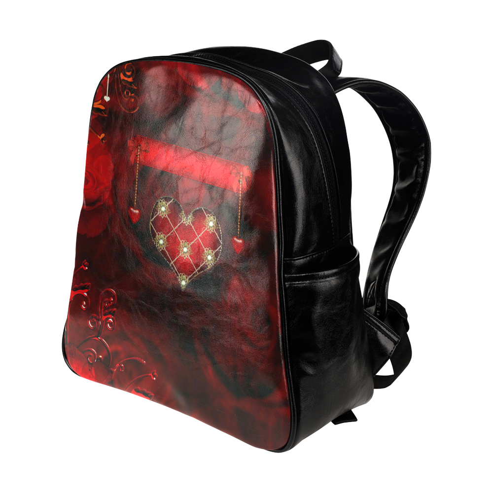 Beautiful heart Multi-Pockets Backpack (Model 1636)