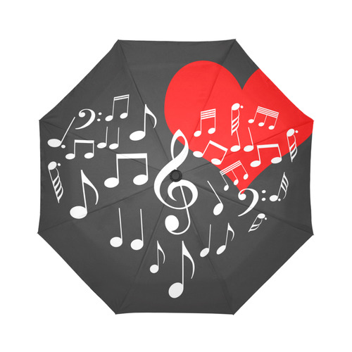 Singing Heart Red Note Music Love Romantic White Auto-Foldable Umbrella (Model U04)