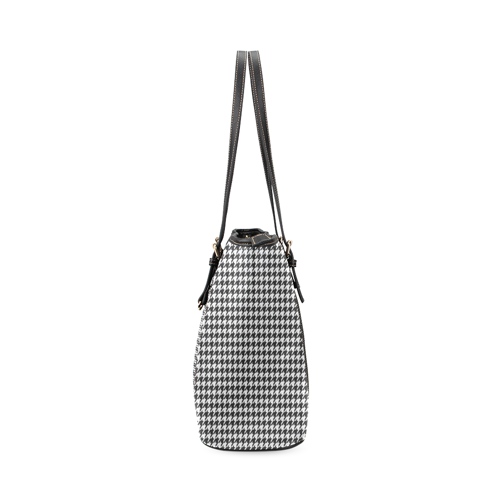 Friendly Houndstooth Pattern,black  by FeelGood Leather Tote Bag/Large (Model 1640)