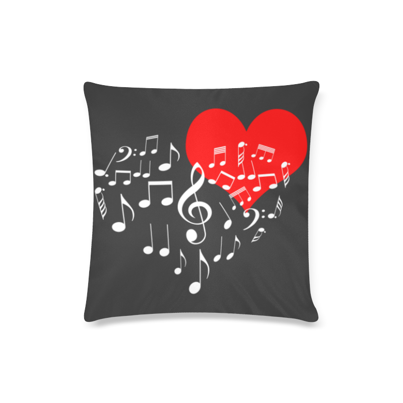 Singing Heart Red Note Music Love Romantic White Custom Zippered Pillow Case 16"x16"(Twin Sides)
