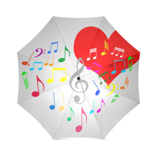 Singing Heart Red Song Color Music Love Romantic Foldable Umbrella (Model U01)