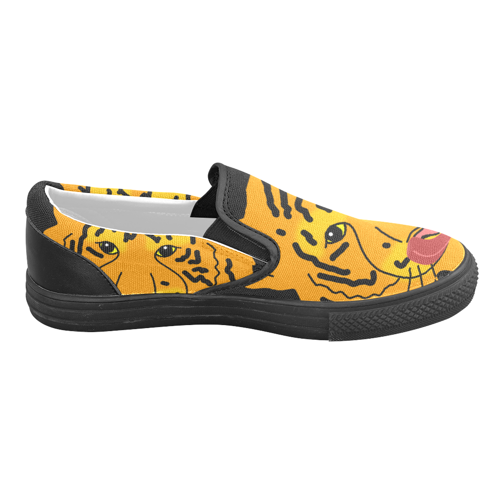 Funny Clever Cunning Wild Tiger Cat Animal Cute Men's Slip-on Canvas Shoes (Model 019)