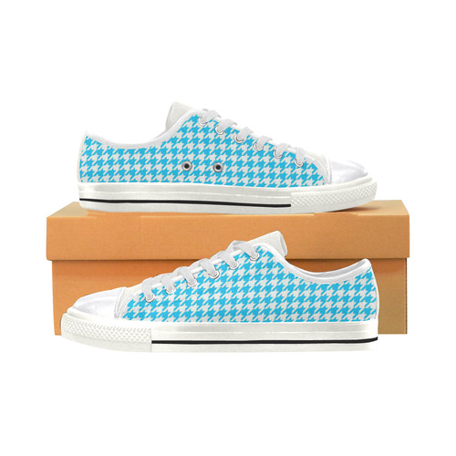 Friendly Houndstooth Pattern,aqua by FeelGood Canvas Women's Shoes/Large Size (Model 018)