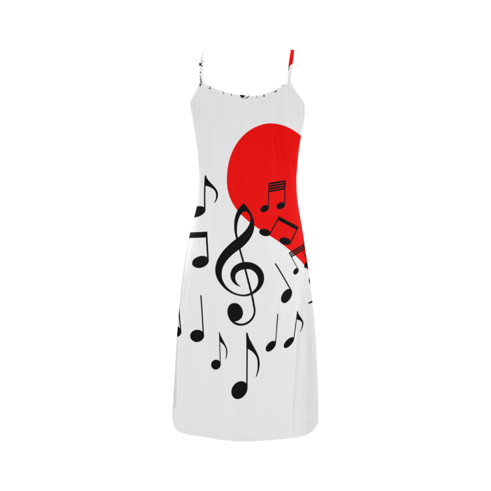 Singing Heart Red Song Black Music Love Romantic Alcestis Slip Dress (Model D05)