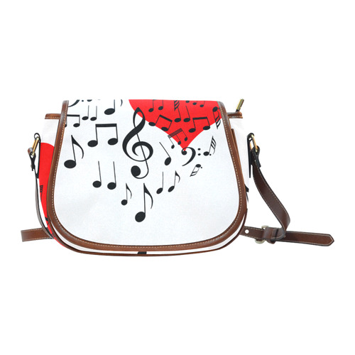 Singing Heart Red Song Black Music Love Romantic Saddle Bag/Small (Model 1649) Full Customization