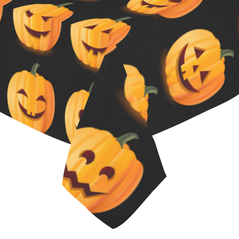 Funny Halloween Pumpkins Pattern Cotton Linen Tablecloth 52"x 70"