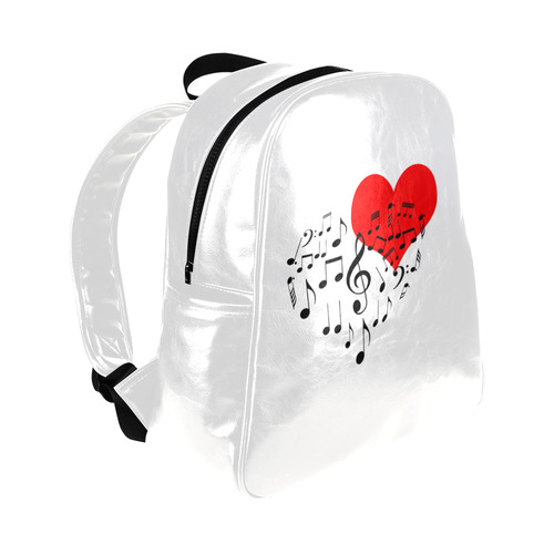 Singing Heart Red Song Black Music Love Romantic Multi-Pockets Backpack (Model 1636)