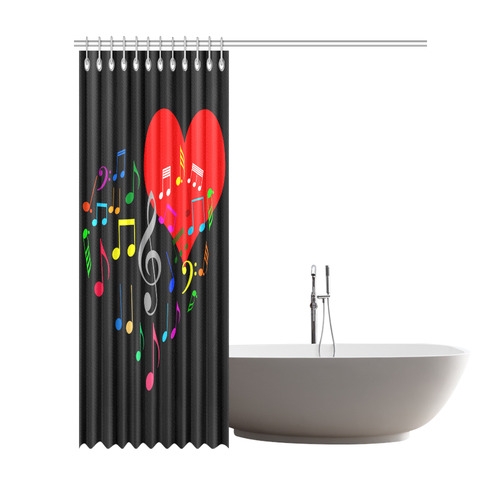 Singing Heart Red Song Color Music Love Romantic Shower Curtain 72"x84"
