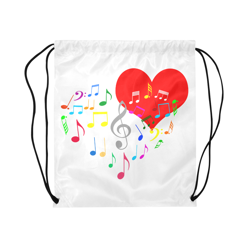 Singing Heart Red Song Color Music Love Romantic Large Drawstring Bag Model 1604 (Twin Sides)  16.5"(W) * 19.3"(H)