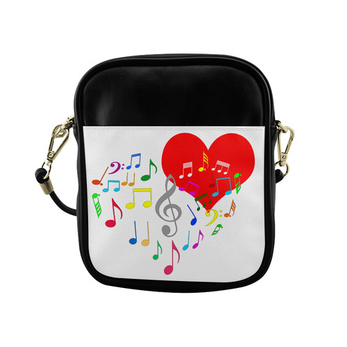 Singing Heart Red Song Color Music Love Romantic Sling Bag (Model 1627)