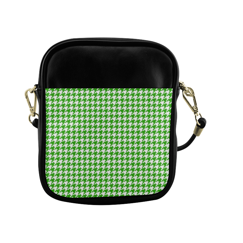 Friendly Houndstooth Pattern,green by FeelGood Sling Bag (Model 1627)