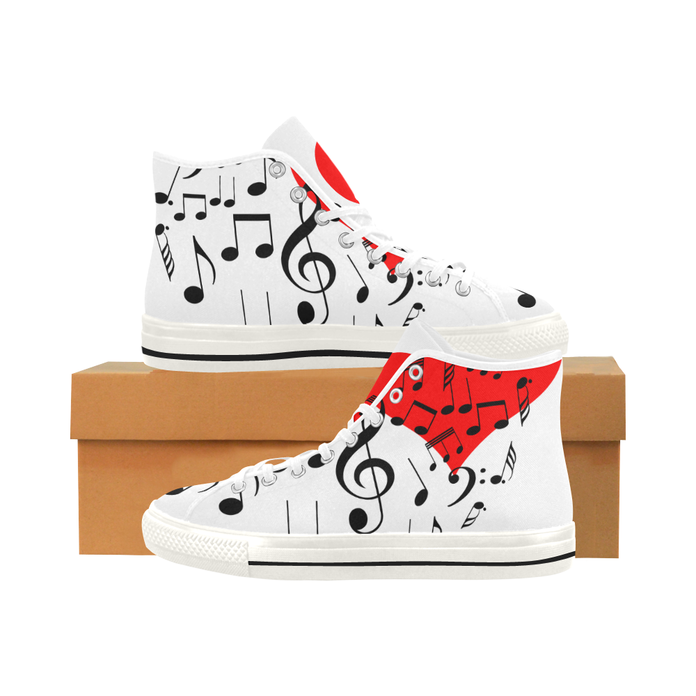 Singing Heart Red Song Black Music Love Romantic Vancouver H Men's Canvas Shoes/Large (1013-1)
